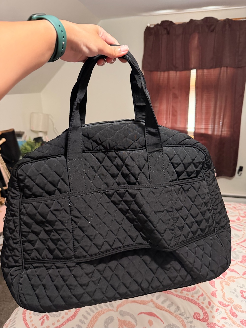 Vera Bradley Black Quilted Travel Duffel - Picture 3 of 3